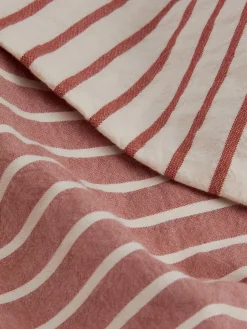 Auburn Red Textured Stripe Cotton Duvet Cover