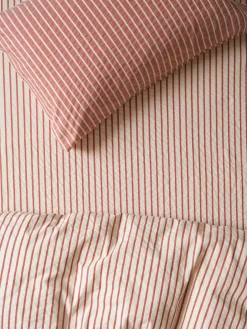 Auburn Red Texture Stripe Cotton Kids Fitted Sheet