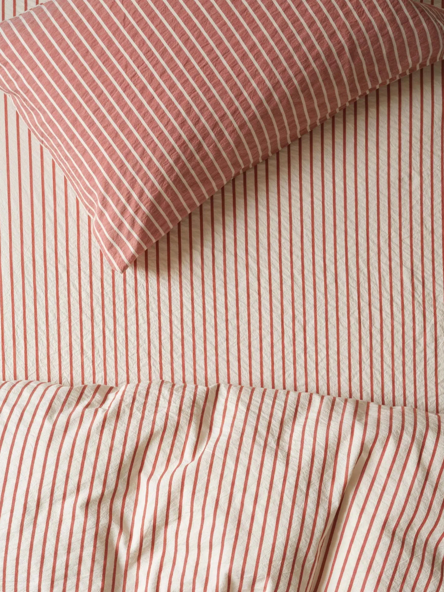 Auburn Red Texture Stripe Cotton Kids Fitted Sheet
