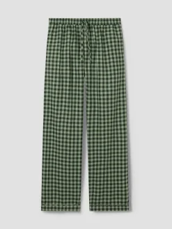 Bay Green & Fern Gingham Linen Blend Pants