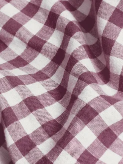 Berry Gingham Linen Blend Flat Sheet