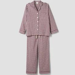 Berry Gingham Linen Blend Pajama Pants Set