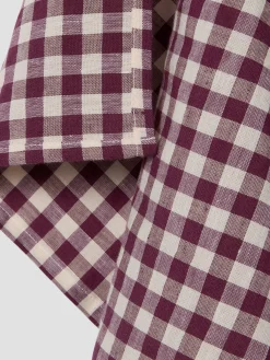 Berry Gingham Linen Blend Tea Towel