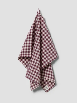 Berry Gingham Linen Blend Tea Towel