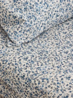 Blue Mini Meadow Cotton Fitted Sheet