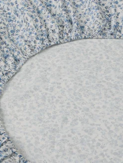 Blue Mini Meadow Cotton Fitted Sheet