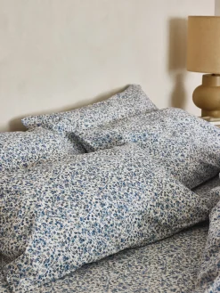 Blue Mini Meadow Cotton Pillowcases (Pair)