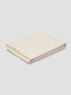 Blush Pink Slumber Stripe Cotton Flat Sheet