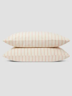 Blush Pink Slumber Stripe Cotton Pillowcases (Pair)
