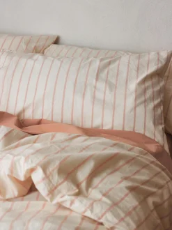 Blush Pink Slumber Stripe Cotton Pillowcases (Pair)