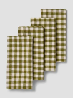 Botanical Green Gingham Linen Blend Napkins Set of 4