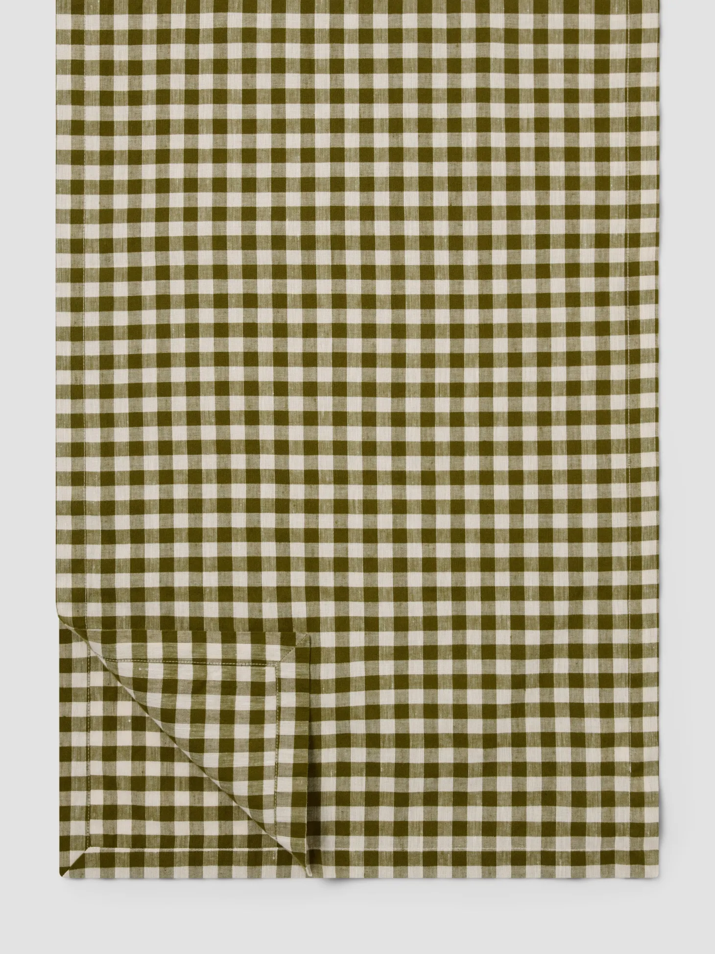 Botanical Green Gingham Linen Blend Table Runner