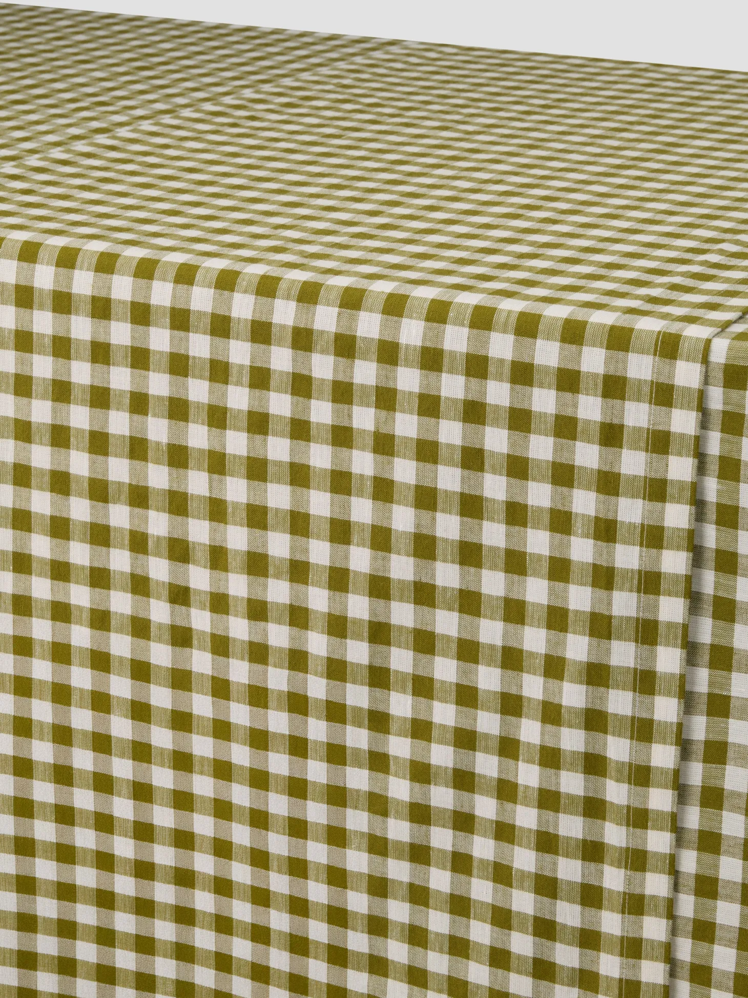 Botanical Green Gingham Linen Blend Table Runner
