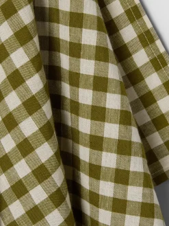 Botanical Green Gingham Linen Blend Tea Towel