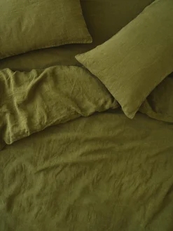Botanical Green Linen Blend Duvet Cover