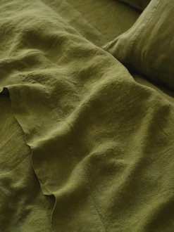 Botanical Green Linen Blend Flat Sheet