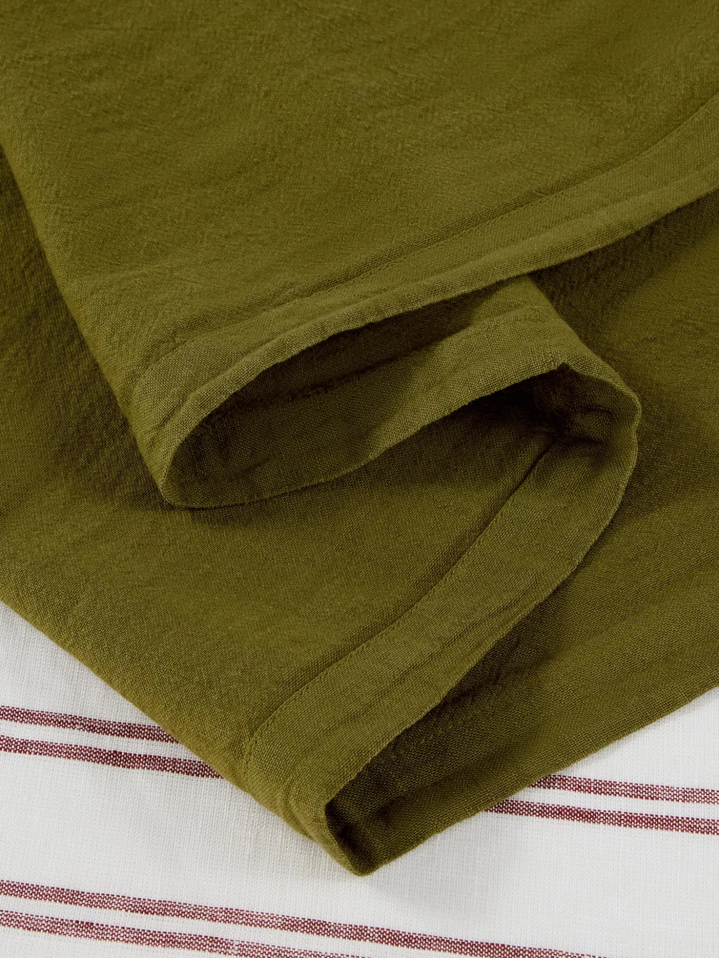 Botanical Green Linen Blend Table Runner
