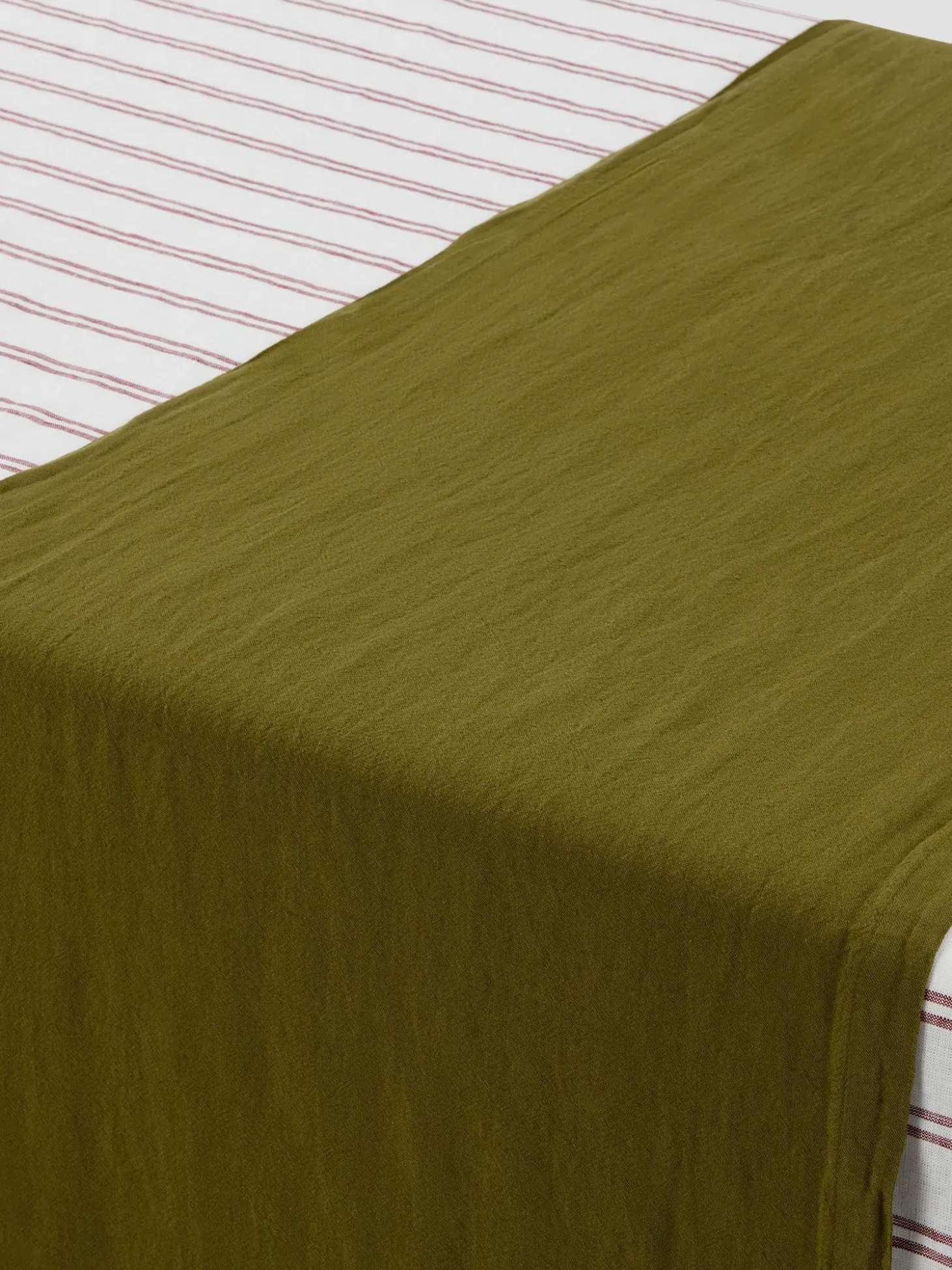 Botanical Green Linen Blend Table Runner