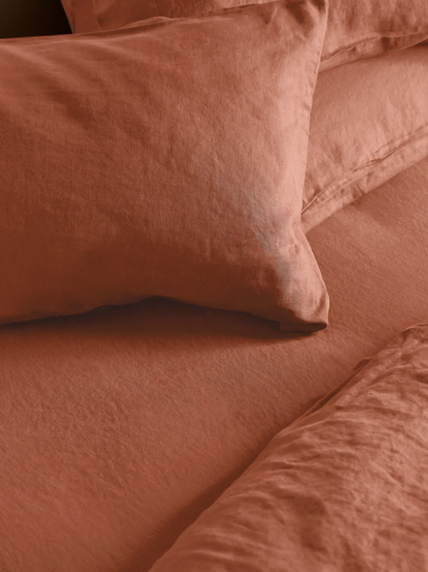 Burnt Orange 100% Linen Fitted Sheet