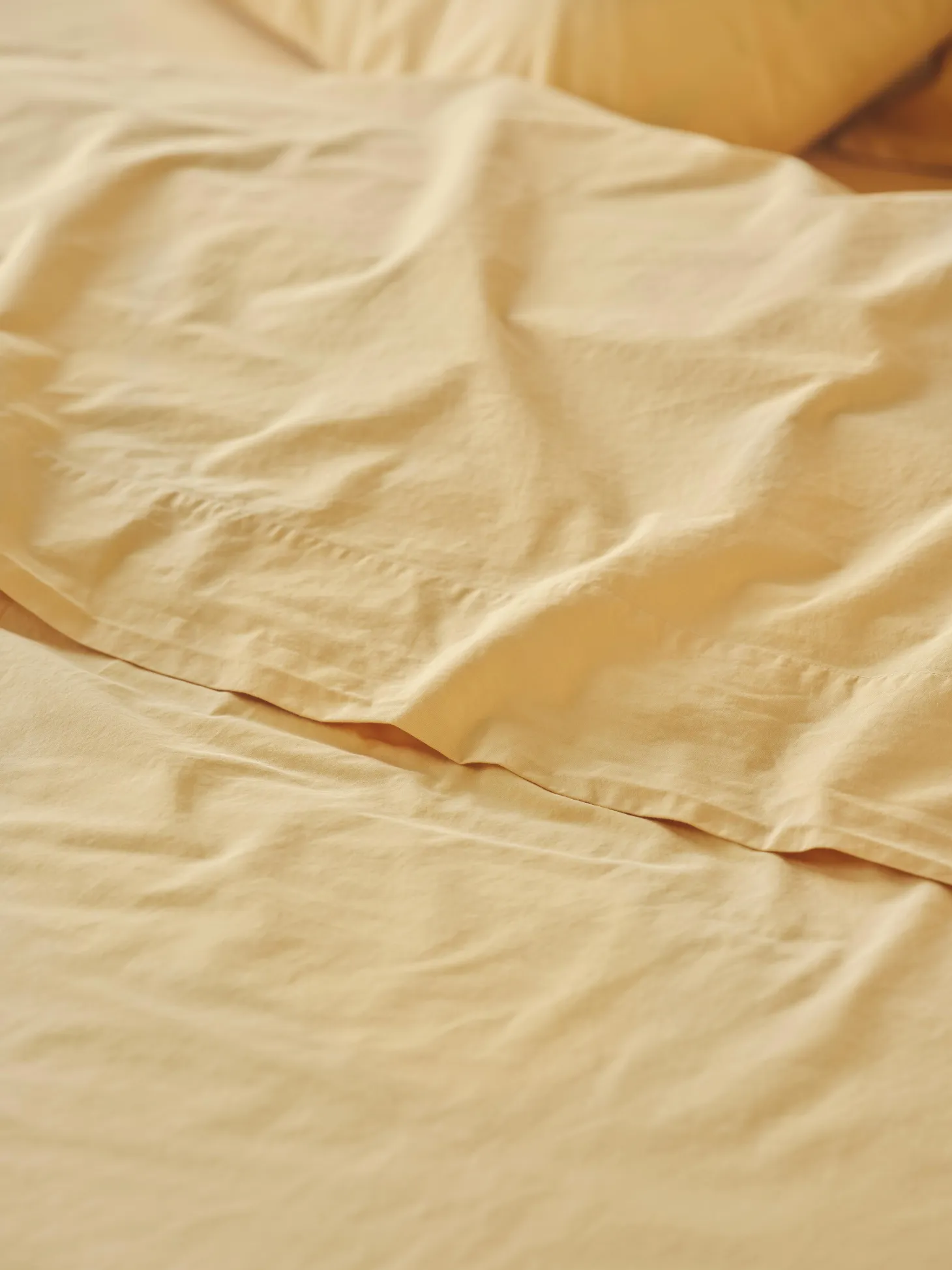 Butter Yellow Washed Cotton Percale Flat Sheet