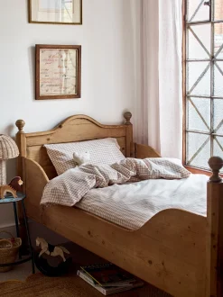 Café au Lait Gingham Kids Cotton Bedding Set