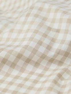 Café au Lait Gingham Washed Cotton Fitted Sheet