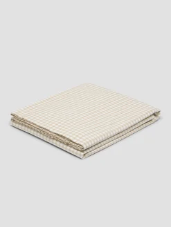 Café au Lait Gingham Washed Cotton Flat Sheet