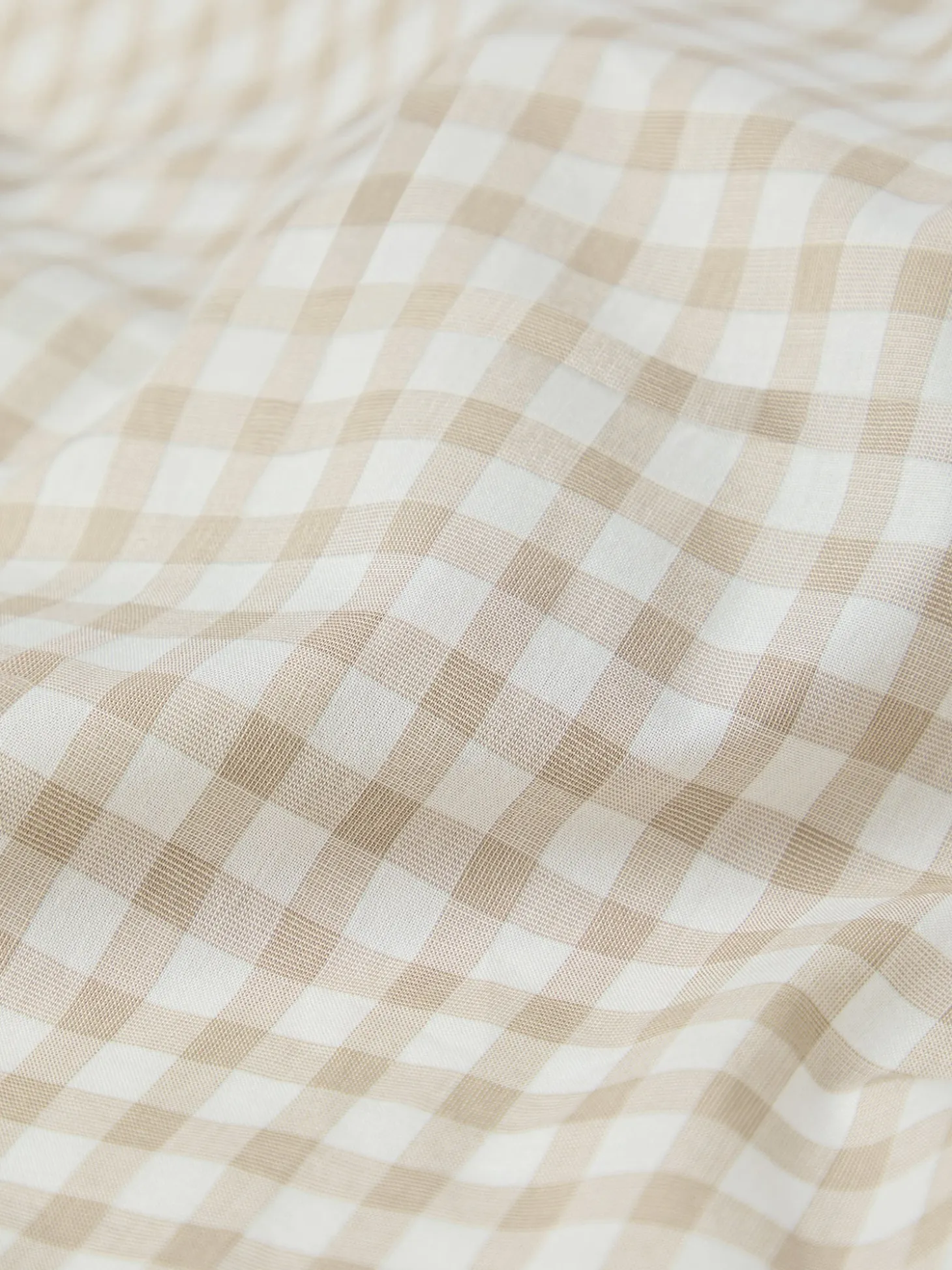 Café au Lait Gingham Washed Cotton Flat Sheet