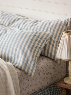 Coastal Blue Pembroke Stripe Linen Blend Pillowcase (Pair)