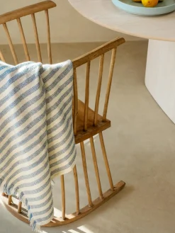 Coastal Blue Pembroke Stripe Wool Throw