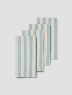 Coastal Blue Pembroke Stripe Linen Blend Napkin Set of 4