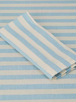 Coastal Blue Pembroke Stripe Linen Blend Napkin Set of 4