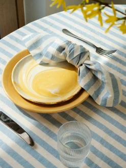 Coastal Blue Pembroke Stripe Linen Blend Napkin Set of 4