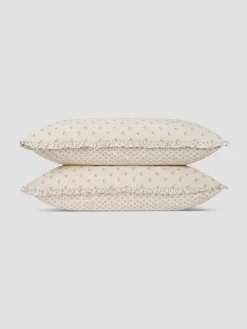 Cove Blue Martha Floral Cotton Frill Pillowcases (Pair)