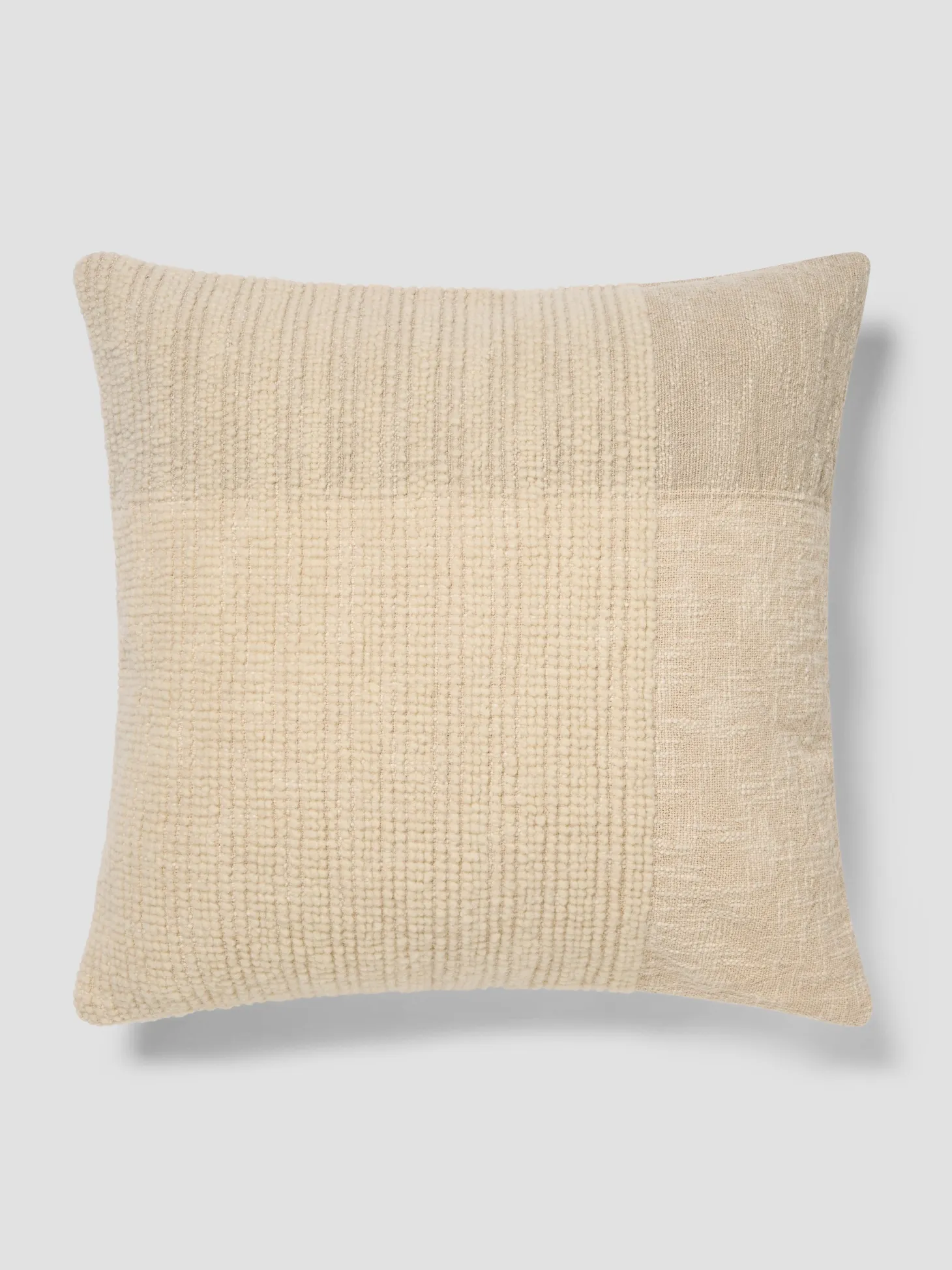 Cream & Oatmeal Soft Cross Weave Wool Square Cushion Cover