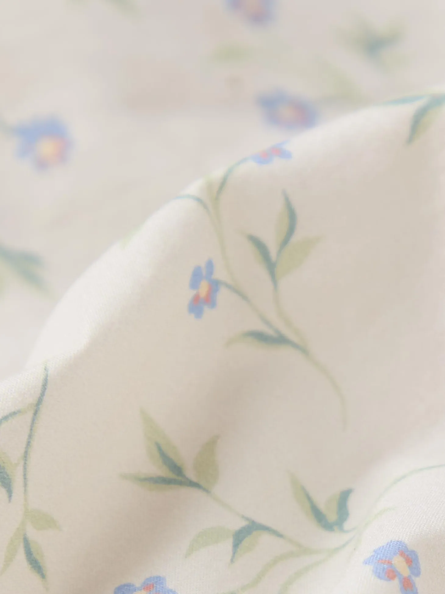 Cream Spring Sprig Cotton Fitted Sheet