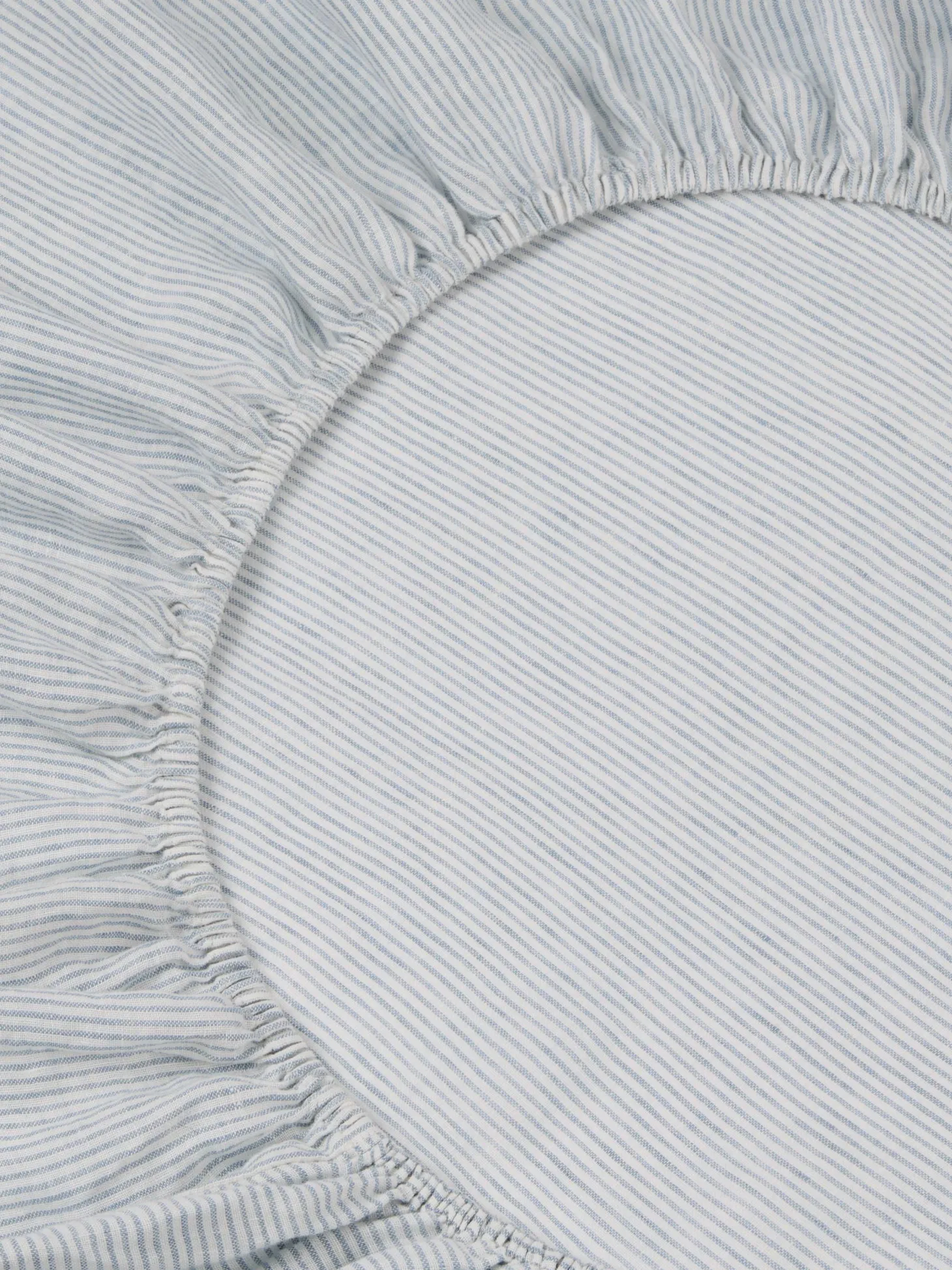 Dusk Blue Farmhouse Stripe 100% Linen Fitted Sheet