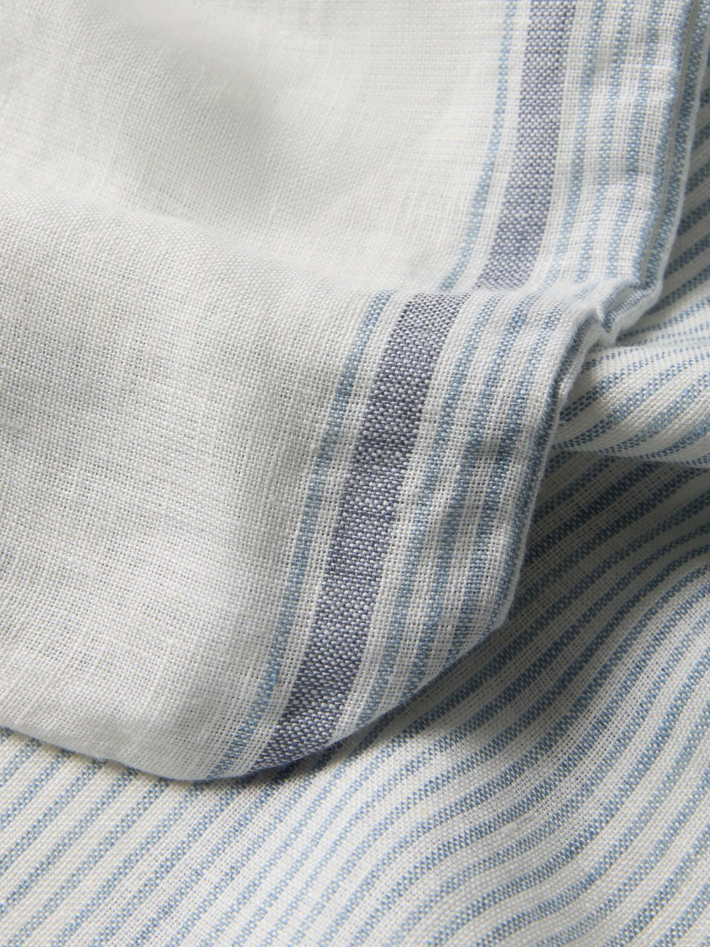 Dusk Blue Farmhouse Stripe 100% Linen Fitted Sheet