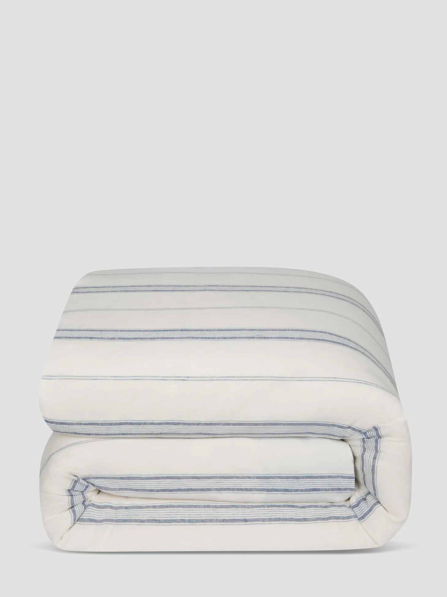 Dusk Blue Farmhouse Stripe 100% Linen Duvet Cover