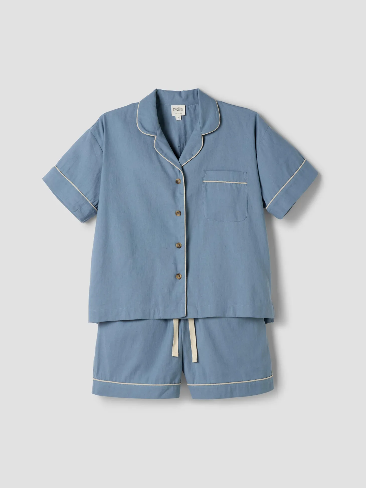 Dusk Blue Linen Blend Pajama Short Set