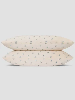Dusk Blue Posy Bud Linen Blend Pillowcases (Pair)