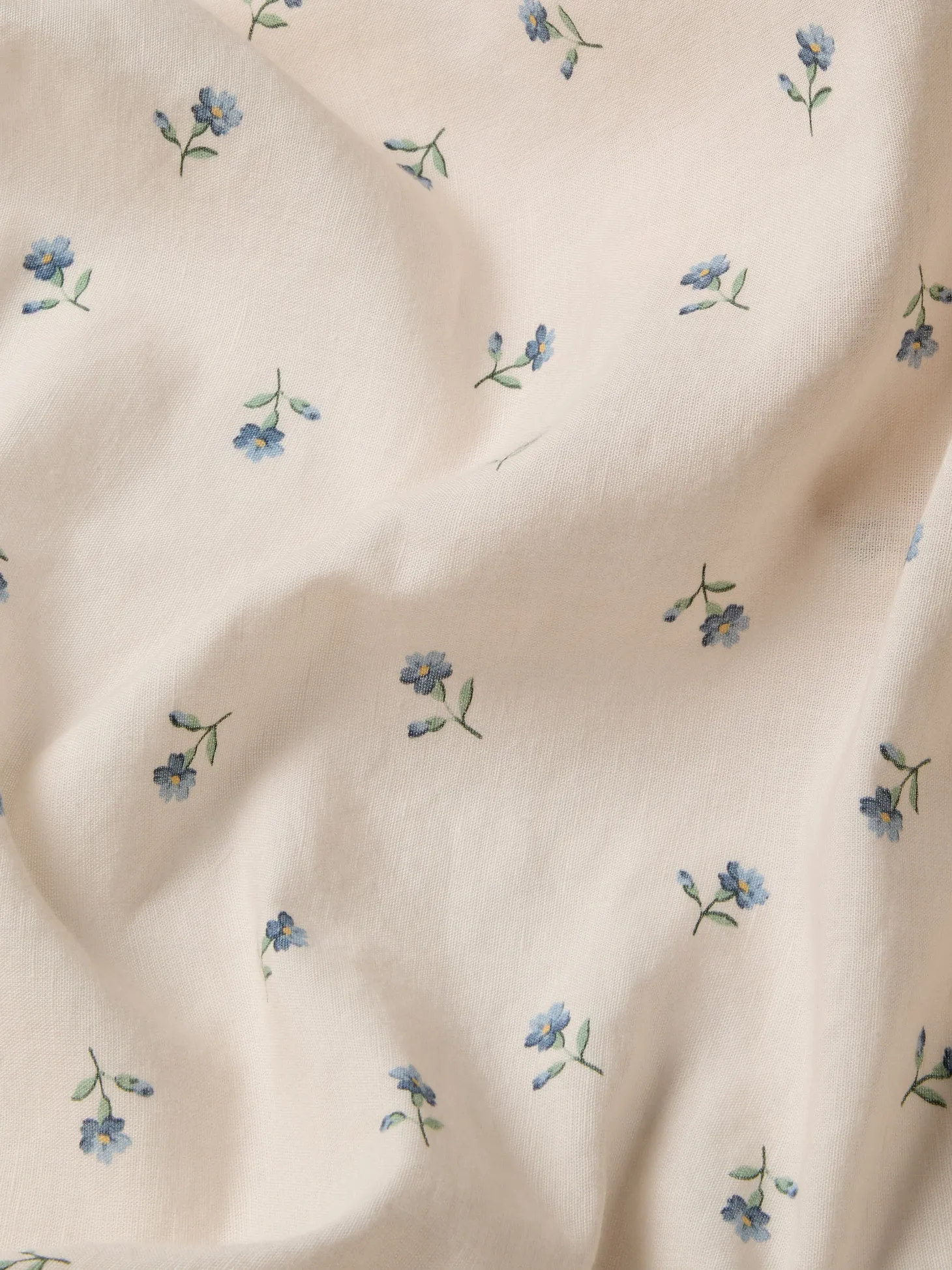 Dusk Blue Posy Bud Linen Blend Fitted Sheet