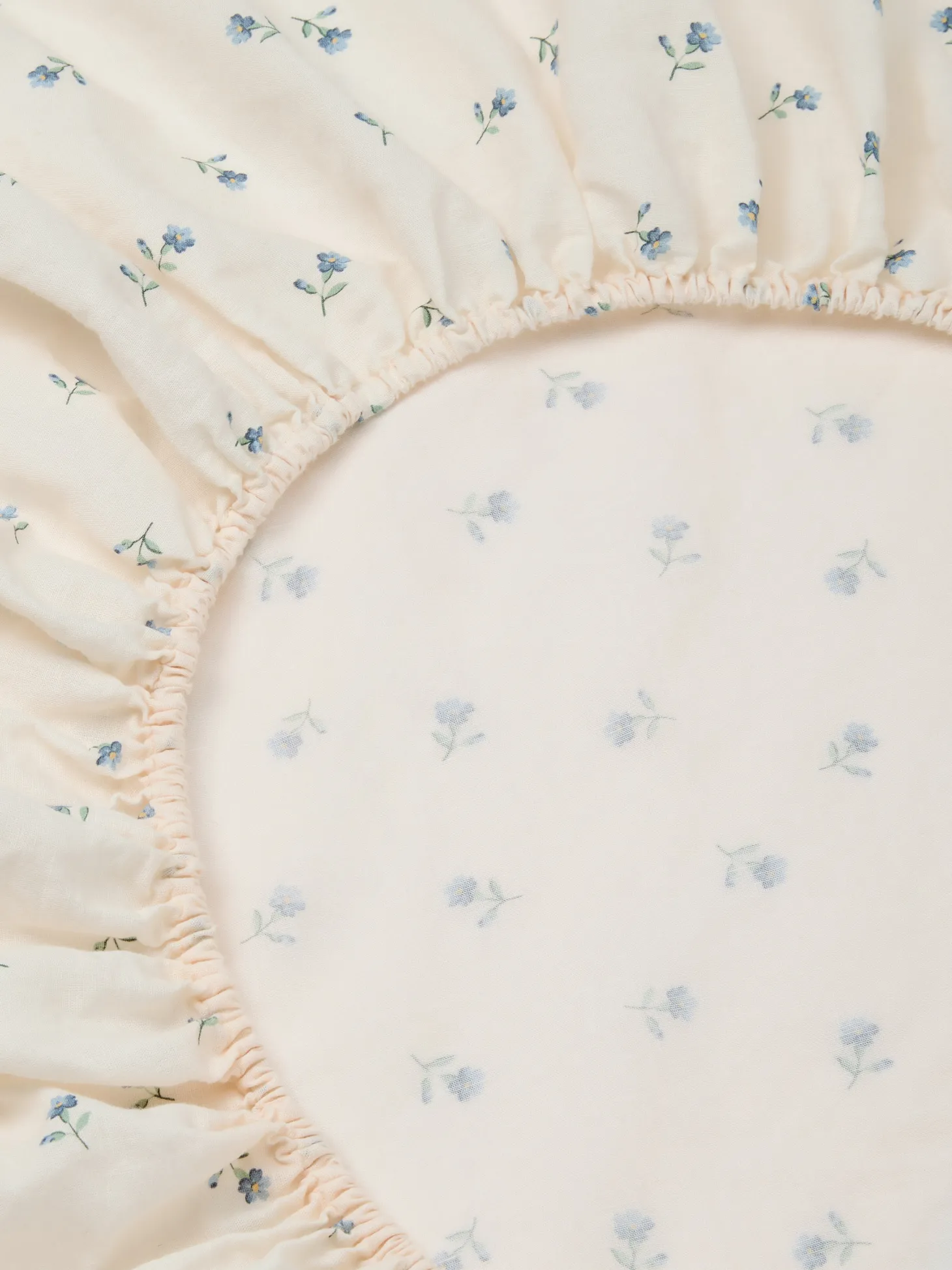 Dusk Blue Posy Bud Linen Blend Fitted Sheet