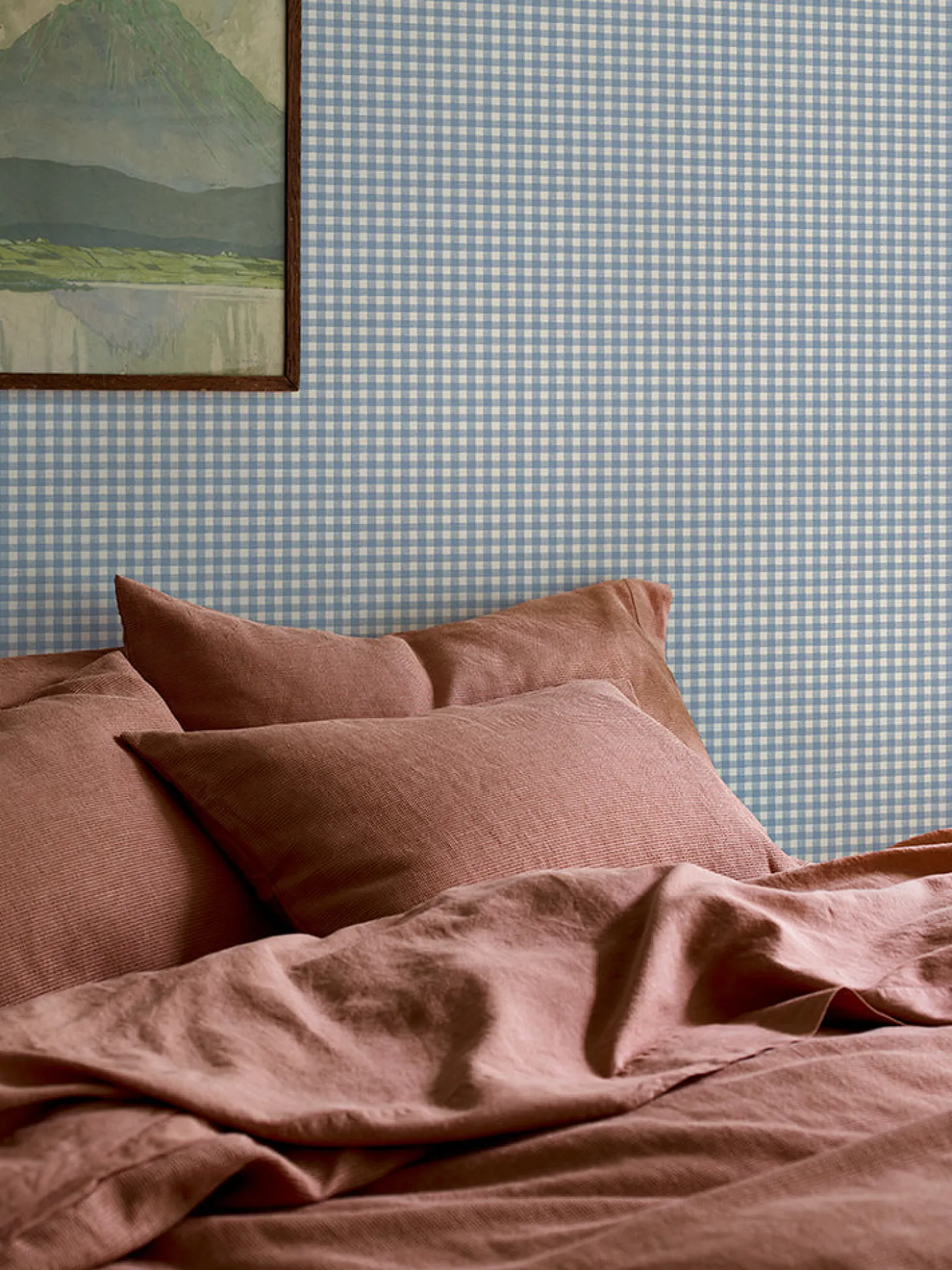 Dusty Blue Gingham Wallpaper