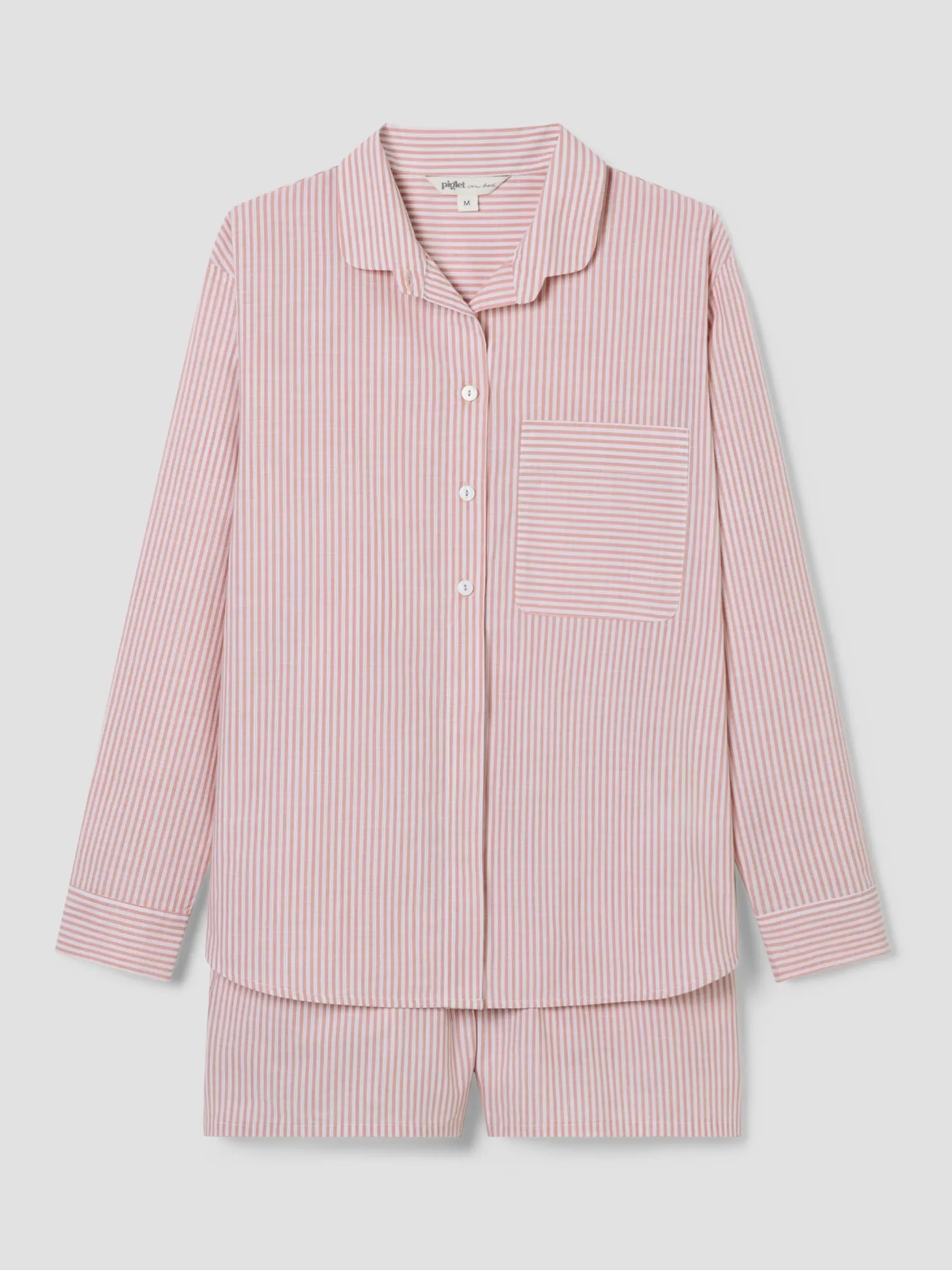 Dusty Pink Boyfriend Stripe Shorts Set