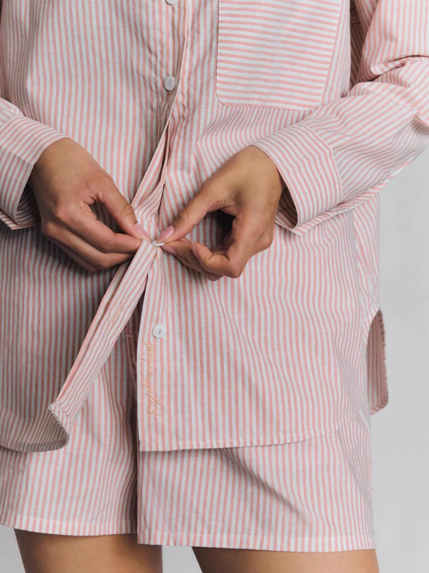 Dusty Pink Boyfriend Stripe Shorts Set