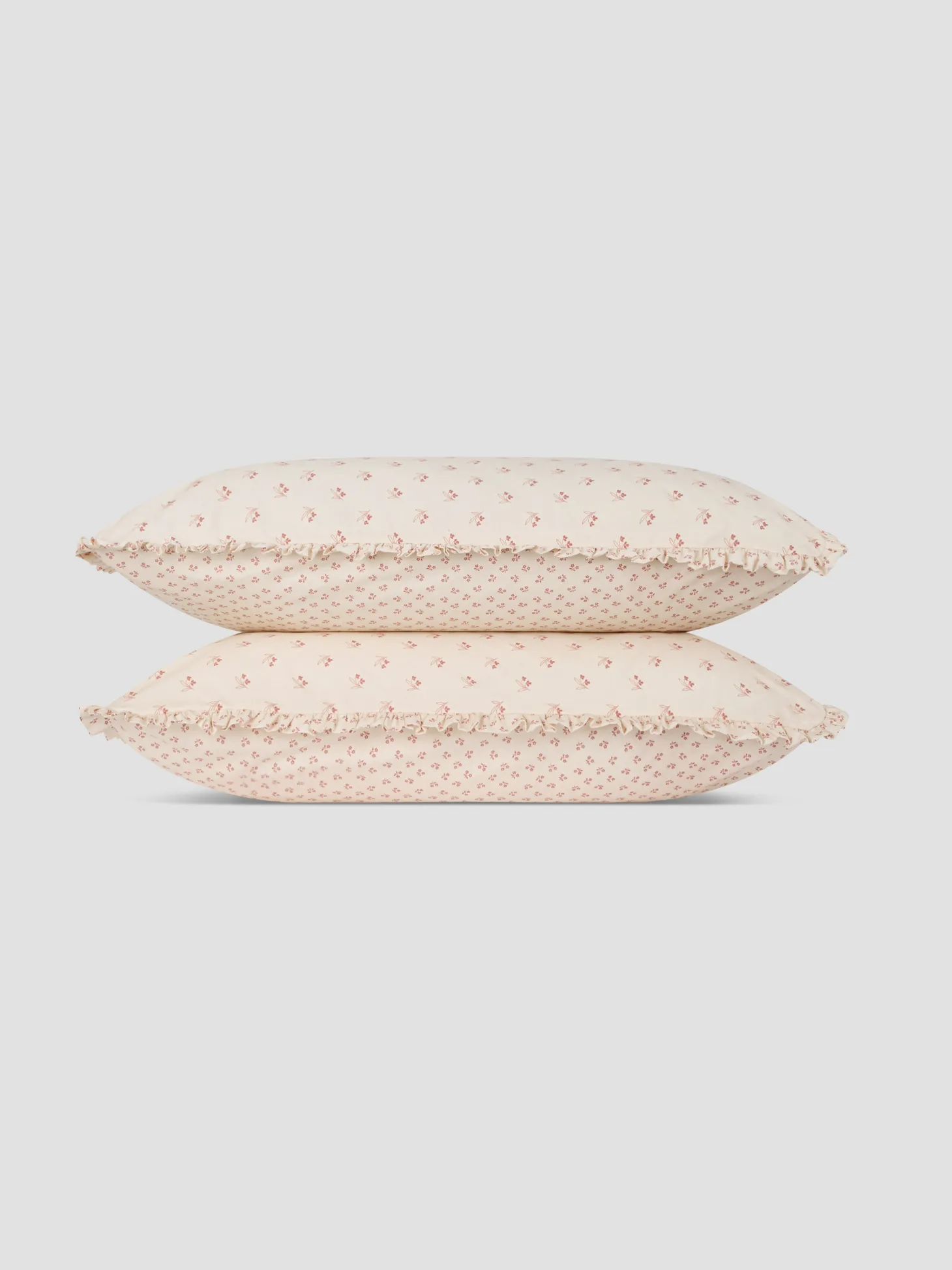 Dusty Pink Martha Floral Cotton Frill Pillowcases (Pair)