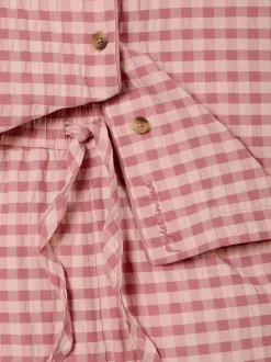 Dusty Pink & Rose Gingham Cotton Shorts Set