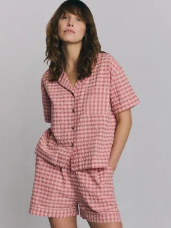 Dusty Pink & Rose Gingham Cotton Shorts Set