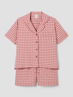 Dusty Pink & Rose Gingham Cotton Shorts Set
